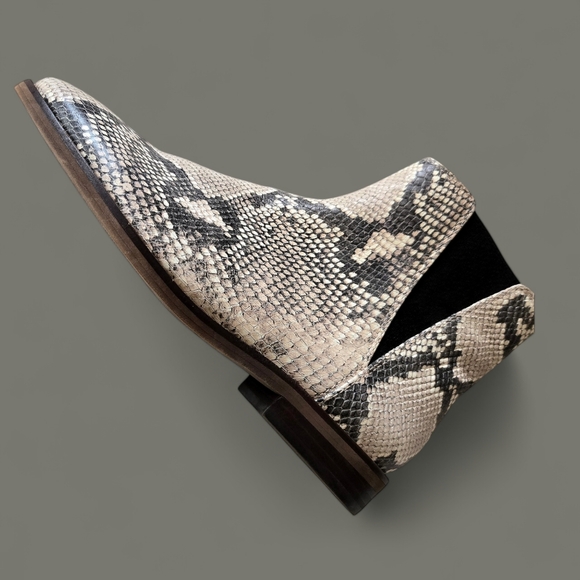 Lucky Brand Ankle Boots Brazilian Leather Snakeskin Pattern 8M Cowgirl Booties - Picture 6 of 11